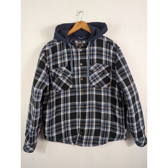 Legendary Outfitters Men’s Flannel Jacket Plaid Hooded Button Front Cotton Small - Picture 1 of 13